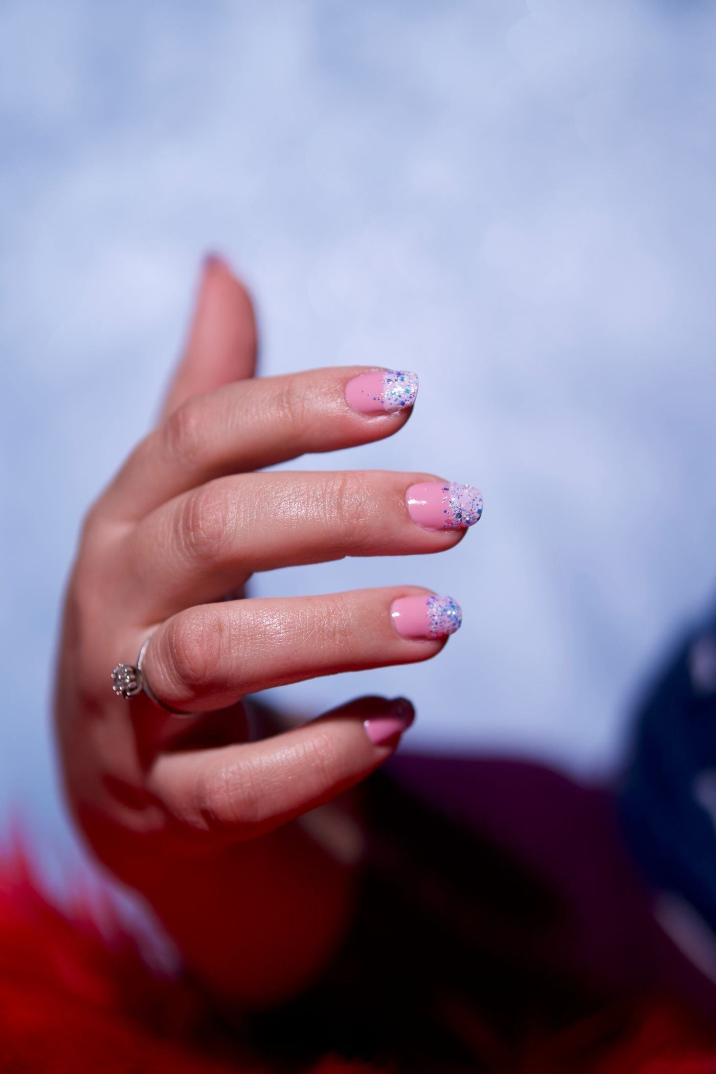 Close-up of Artistic Pink Manicure with Glitter — illustrative Pexels photograph