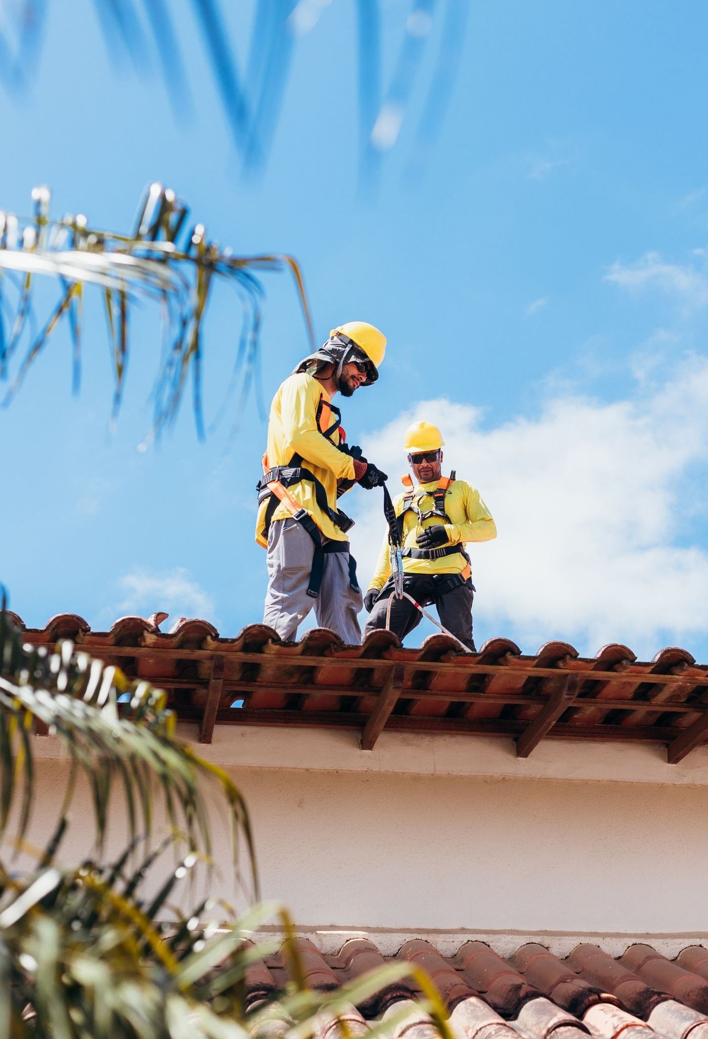 Workers on a tiled roof — illustrative Pexels photograph